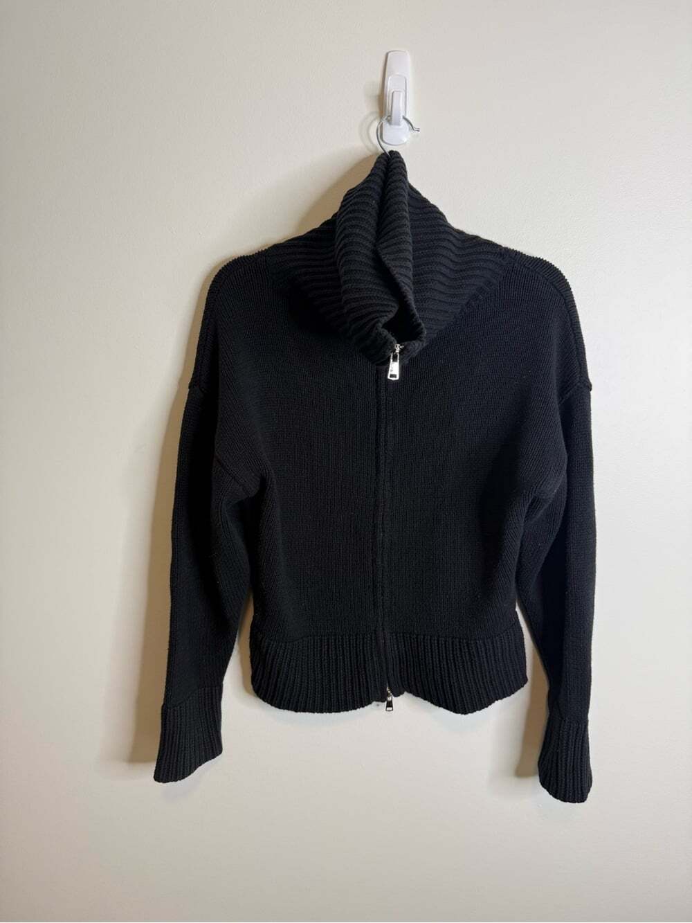 All : Row Black Zip-Up Funnel Neck Women's Cardigan Sweater Anthropologie medium